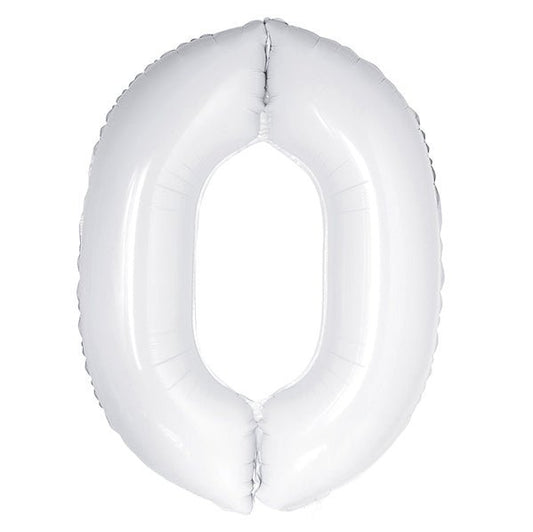White "0" Numeral Foil Balloon (86cm) - The Party Marketplace