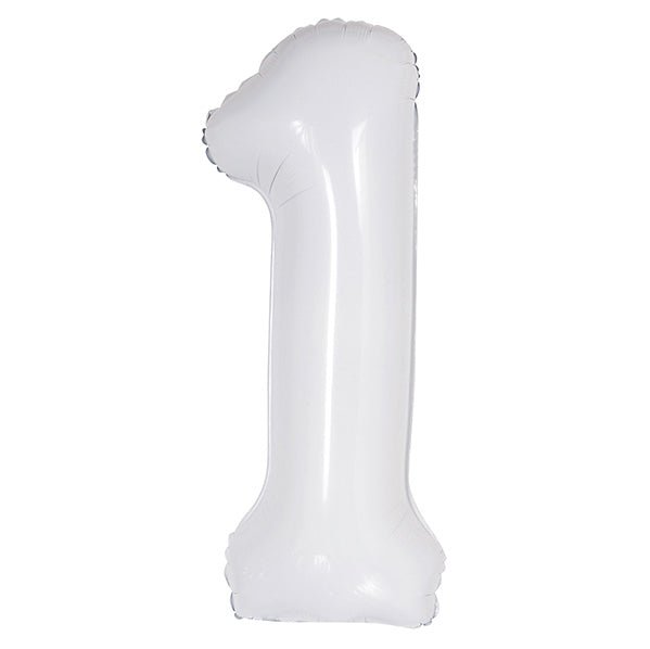 White "1" Numeral Foil Balloon (86cm) - The Party Marketplace