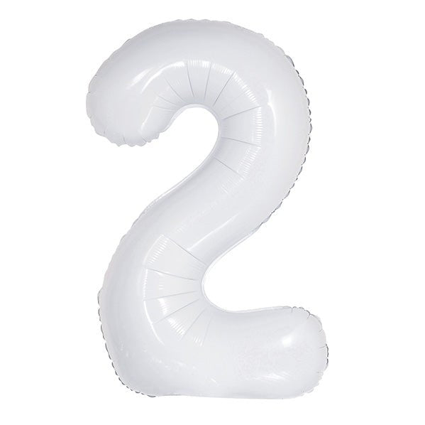White "2" Numeral Foil Balloon (86cm) - The Party Marketplace