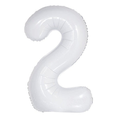 White "2" Numeral Foil Balloon (86cm) - The Party Marketplace
