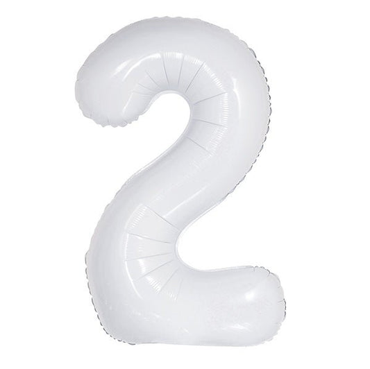 White "2" Numeral Foil Balloon (86cm) - The Party Marketplace
