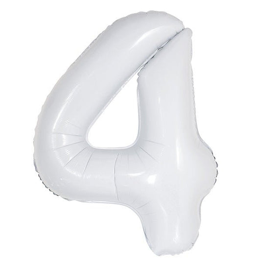 White "4" Numeral Foil Balloon (86cm) - The Party Marketplace