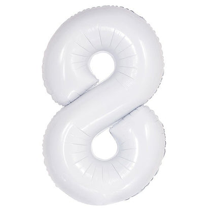 White "8" Numeral Foil Balloon (86cm) - The Party Marketplace