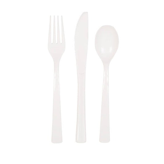 White Assorted Cutlery (Pack of 18) - The Party Marketplace