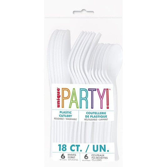 White Assorted Cutlery (Pack of 18) - The Party Marketplace