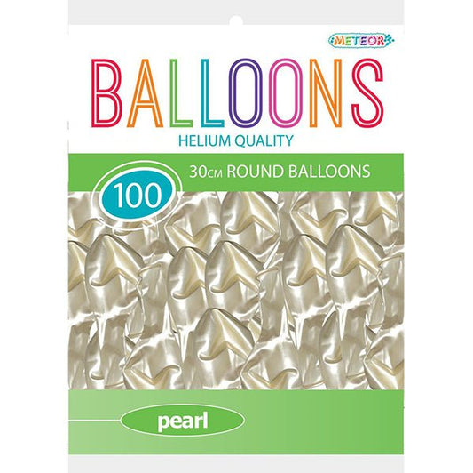 White Pearl Balloons 30cm (Pack of 100) - The Party Marketplace