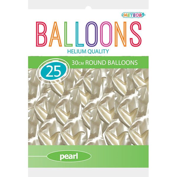 White Pearl Balloons 30cm (Pack of 25) - The Party Marketplace