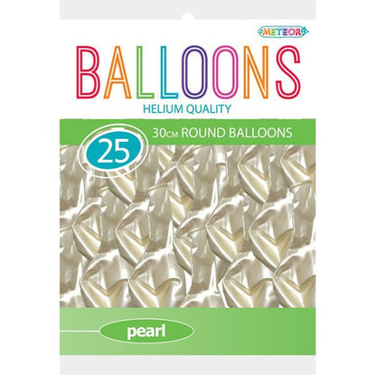 White Pearl Balloons 30cm (Pack of 25) - The Party Marketplace