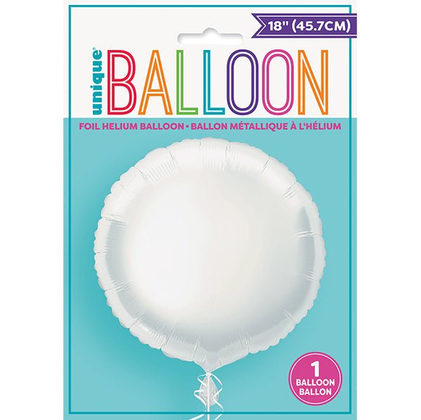 White Round Foil Balloon 45cm - The Party Marketplace