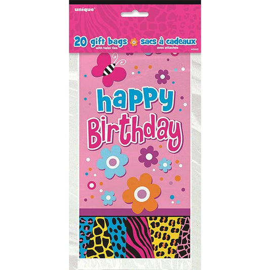 Wild Birthday Printed Cello Bags (Pack of 20) - The Party Marketplace