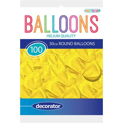 Yellow Decorator Balloons 30cm (Pack of 100) - The Party Marketplace